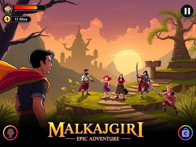 Malkajgiri Epic Adventure gameplay screenshot showing character in mythical Indian landscape