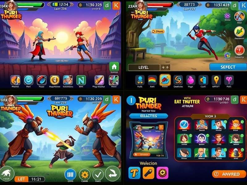 Evolution of Puri Thunder game interface across different versions
