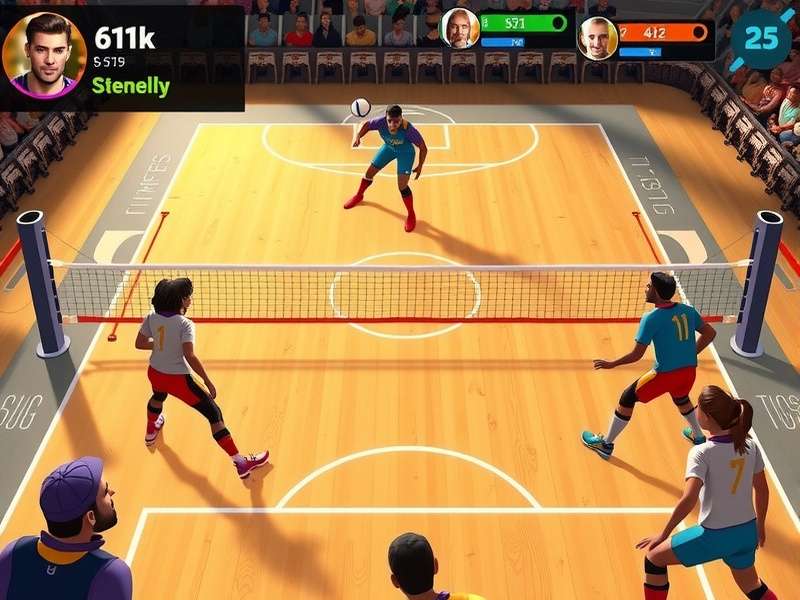 Empire Volley Titans gameplay screenshot showing intense volleyball action