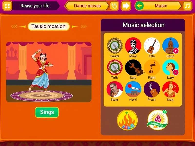 Nataraja S Dance Frenzy gameplay screen showing dance moves and rhythm patterns