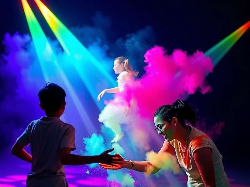 Family playing Holi Luminance Leap together during festival