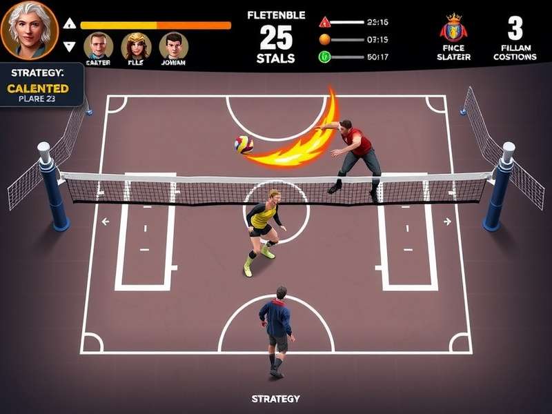 Empire Volley Titans strategy diagram showing court positioning