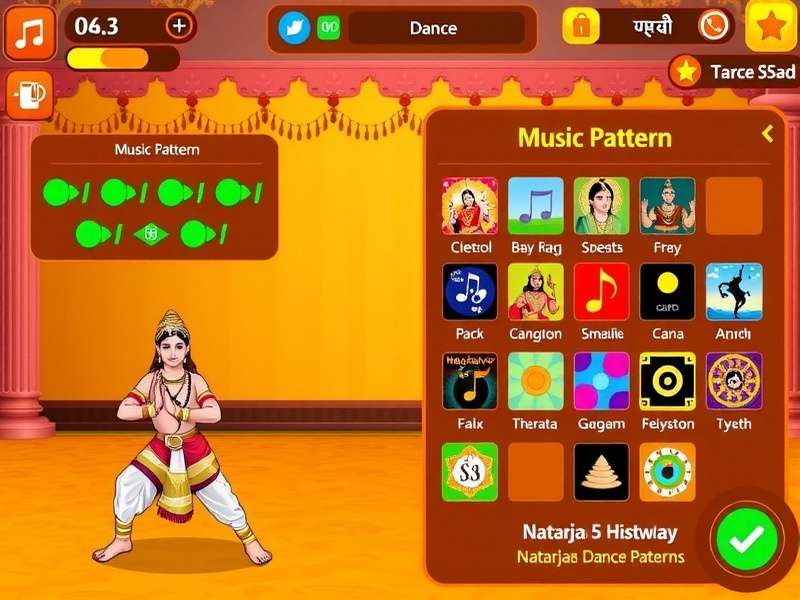 Nataraja S Dance Frenzy music selection screen showing various Indian music genres