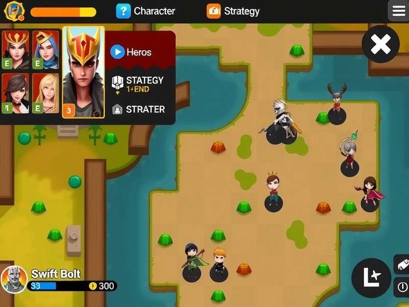 Swift Bolt character selection screen showing diverse heroes