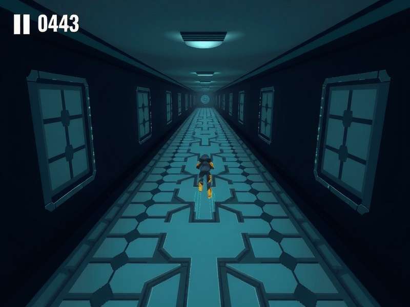 Mysterious Hallway Dash gameplay screenshot showing character navigating through mysterious corridor