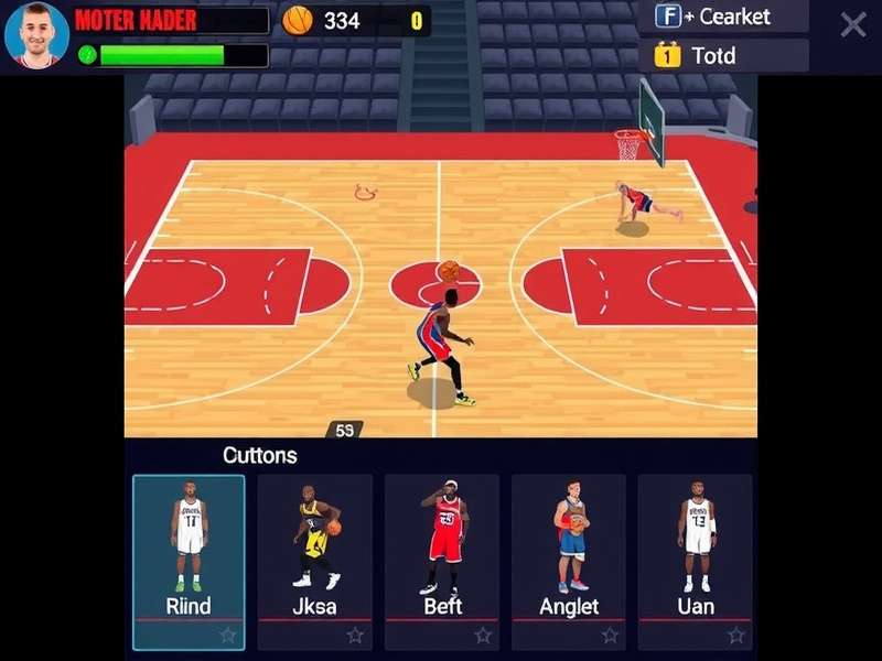 Basket Hero Pro gameplay screenshot showing basketball court and player