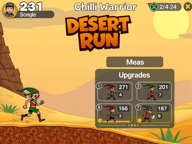 Chilli Warrior Desert Run upgrade screen showing character progression