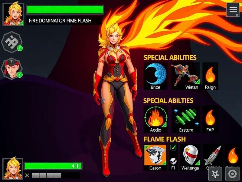 Fire Dominator Flame Flash character selection screen
