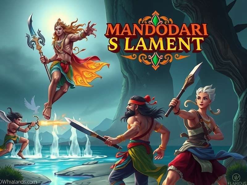 Mandodari S Lament game cover art showing mythological characters