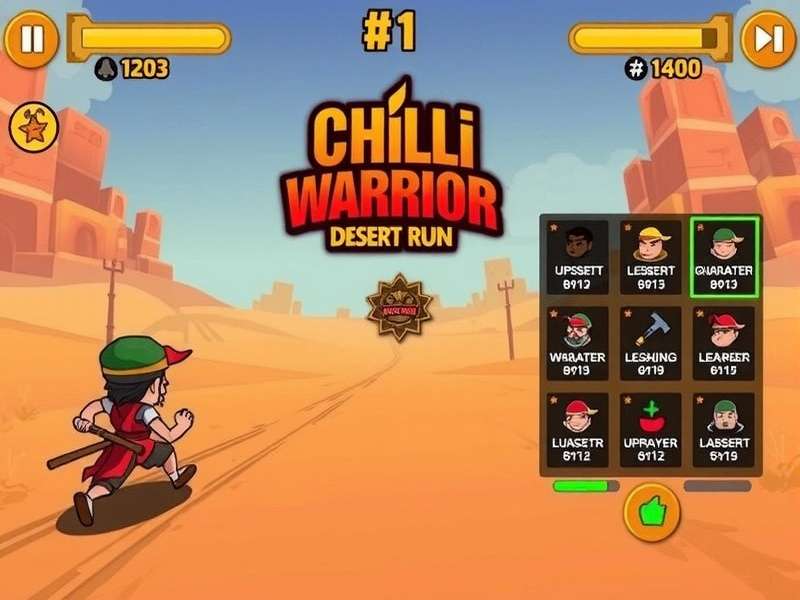Chilli Warrior Desert Run character selection screen with multiple warriors