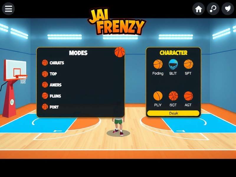 Jai Hoop Frenzy gameplay screenshot showing basketball court and interface