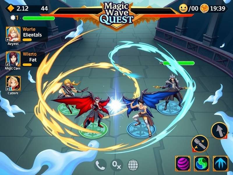 Magic Wave Quest gameplay screenshot showing magical combat
