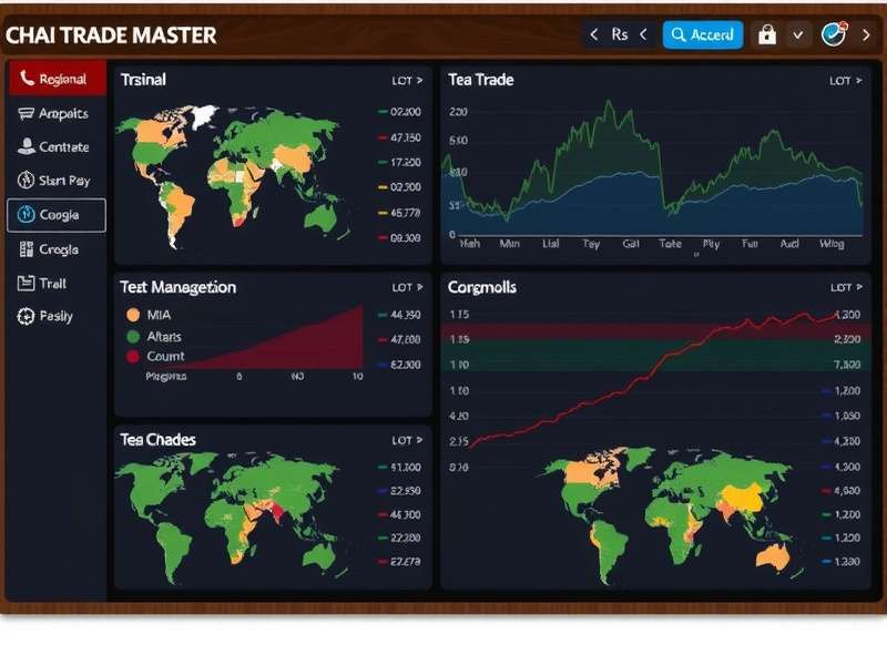 Chai Trade Master gameplay interface showing tea trading dashboard
