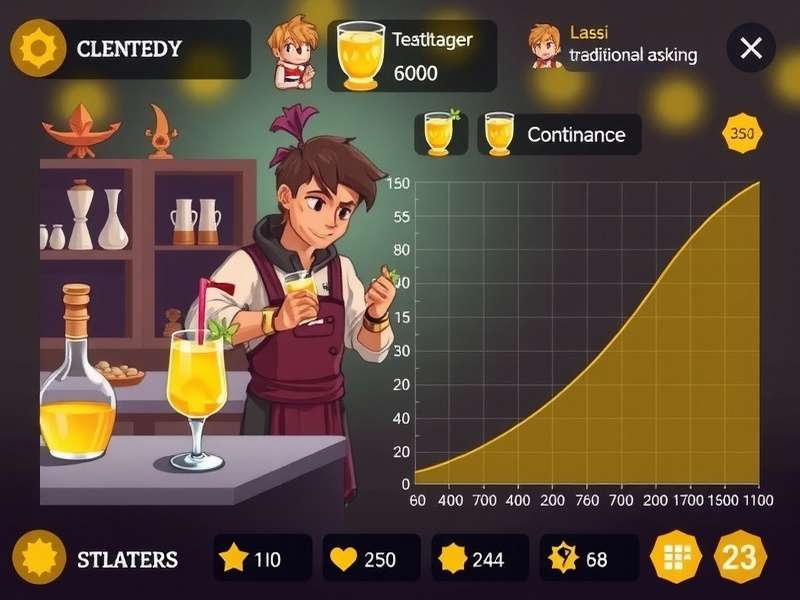 Lassi Luminary gameplay screenshot showing character preparing traditional drink