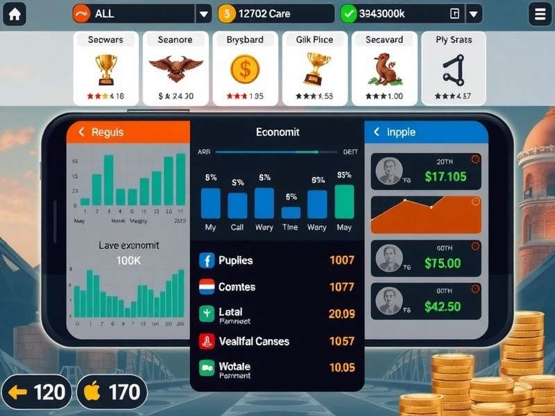 Wealth Warfare mobile interface showcasing features