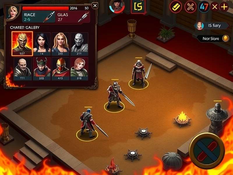 Searing Heat Gladiator gameplay screenshot showing character selection