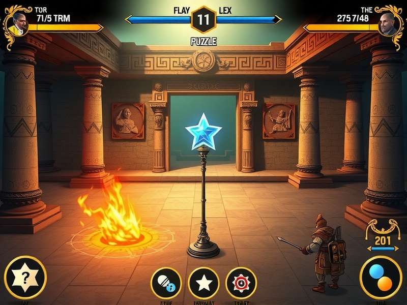 Temple Guardian Challenge gameplay screenshot showing temple environment