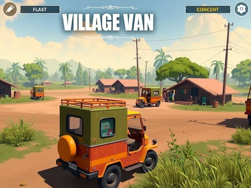 Village Van gameplay screenshot showing rural Indian landscape