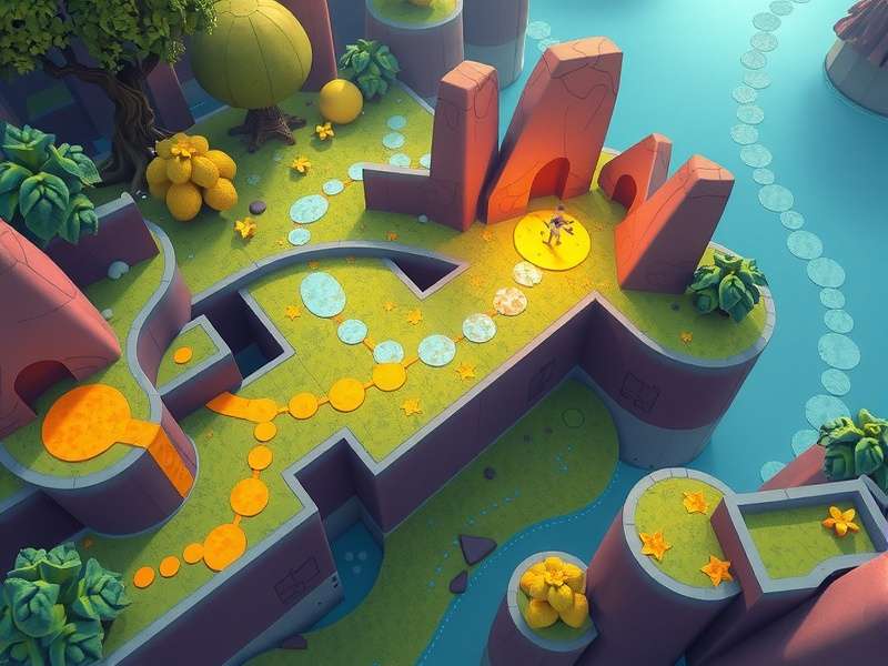 Tint Trail level design showing different visual themes