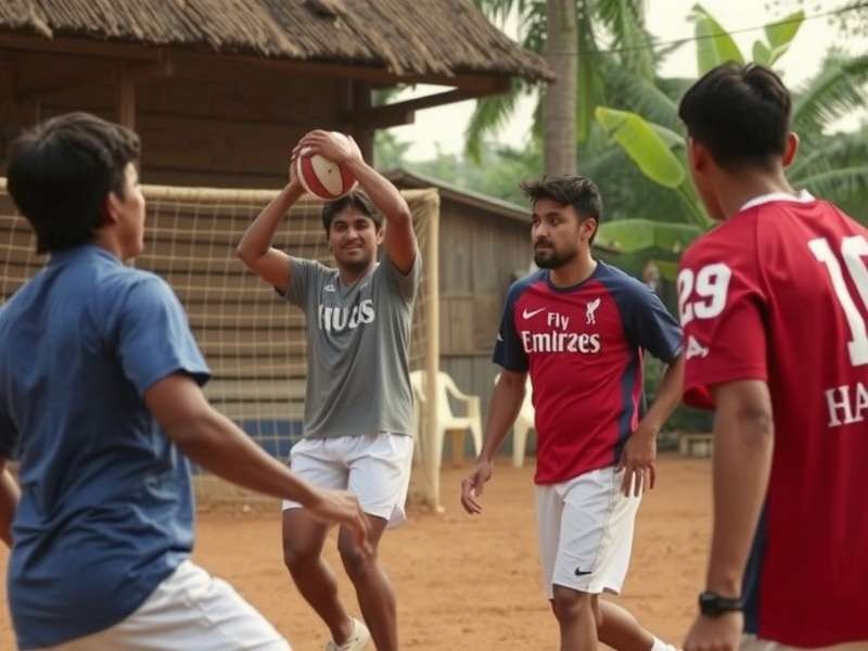 Indian Handball Ace players in action during a competitive match