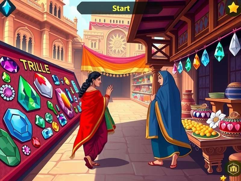 Historical Rajasthani gem market illustration