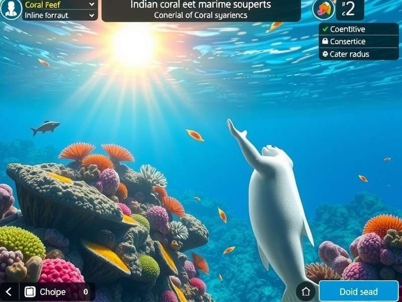 Indian Ocean Coral Guardians gameplay screenshot showing vibrant coral reef environment