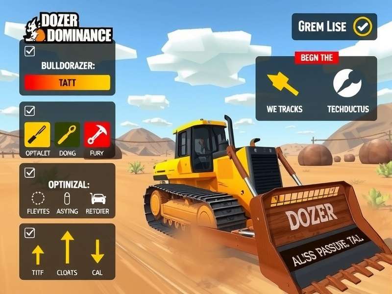 Dozer Dominance customization screen showing various bulldozer options