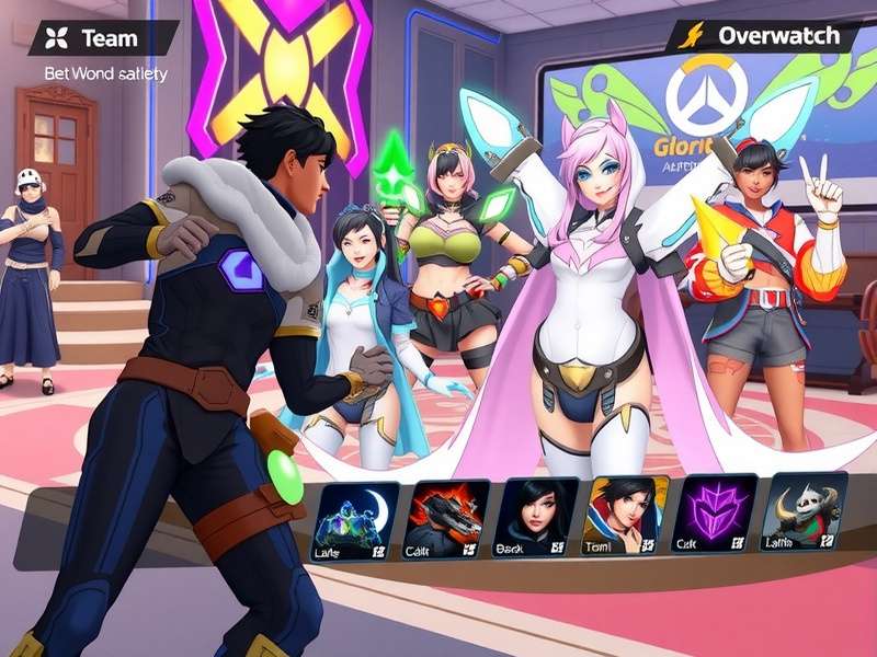 Overwatch Glorious Battle gameplay screenshot showing team combat