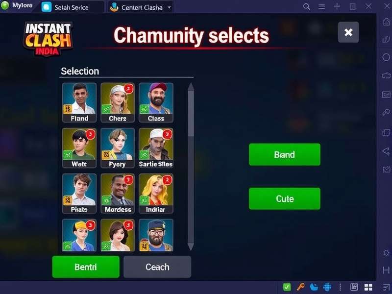 Instant Clash India Character Selection Screen