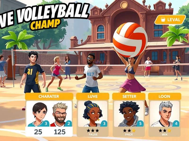 Volley Royals Champ gameplay screenshot showing intense volleyball action