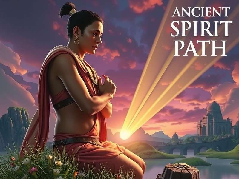 Ancient Spirit Path Game Cover Art showing mystical Indian landscape