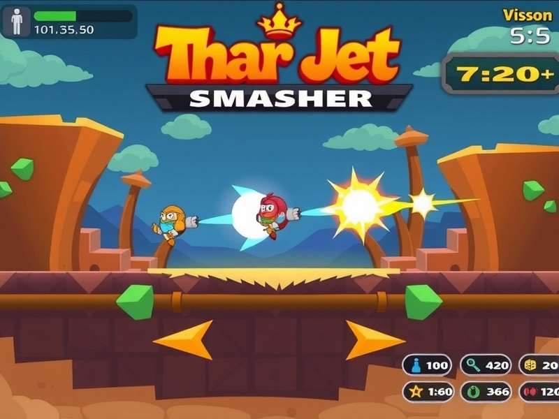 Thar Jet Smasher feature showcase with UI elements