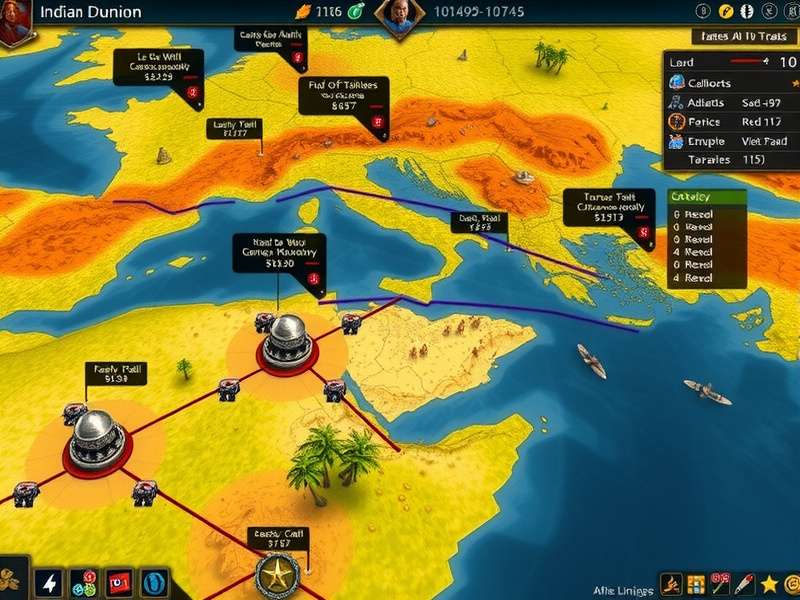Anise Lords Indian Dominion gameplay screenshot showing strategic map
