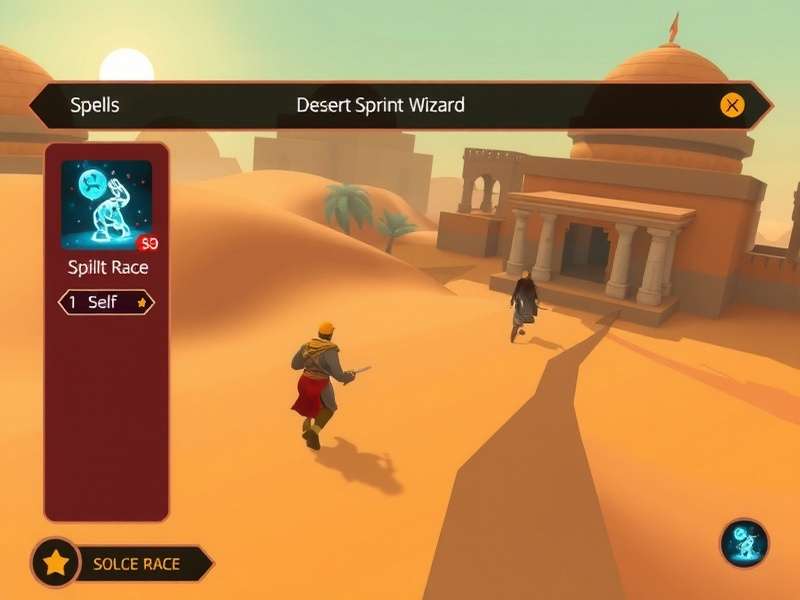 Desert Sprint Wizard gameplay screenshot showing magical desert race