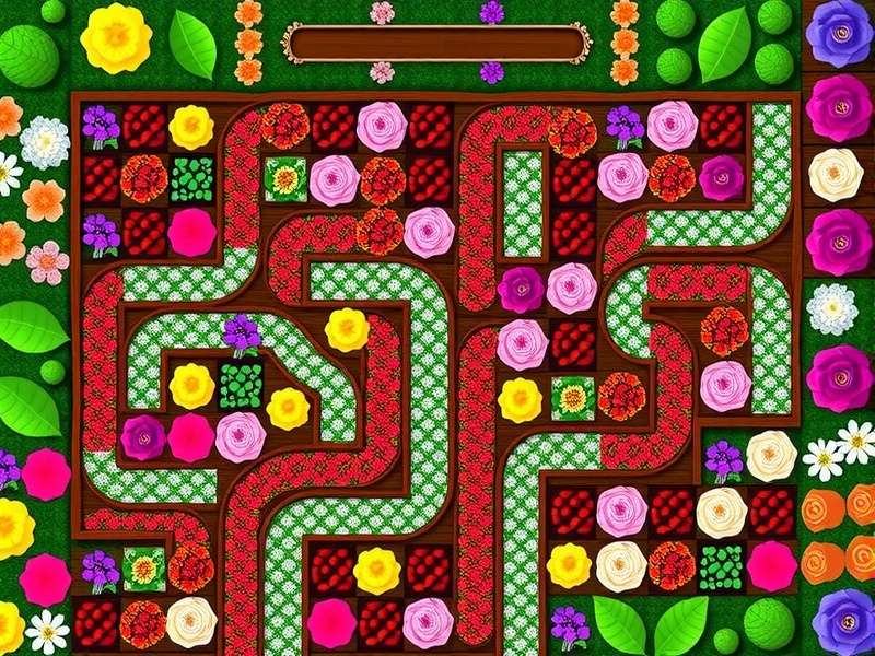 Floral Labyrinth gameplay screenshot showing colorful flower maze