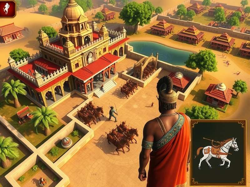 Kashi Conquerors gameplay screenshot showing ancient Indian city