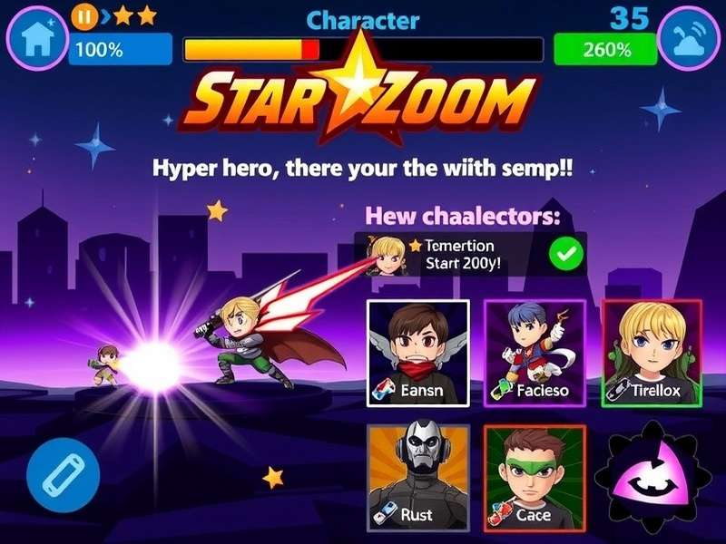 Hyper Hero Star Zoom gameplay screenshot showing character selection and battle interface