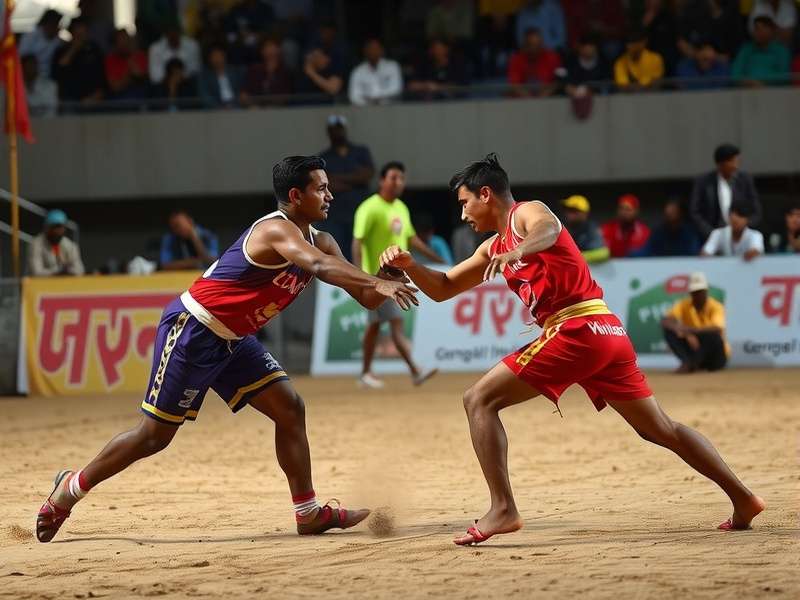Historical Kabaddi artwork and modern match