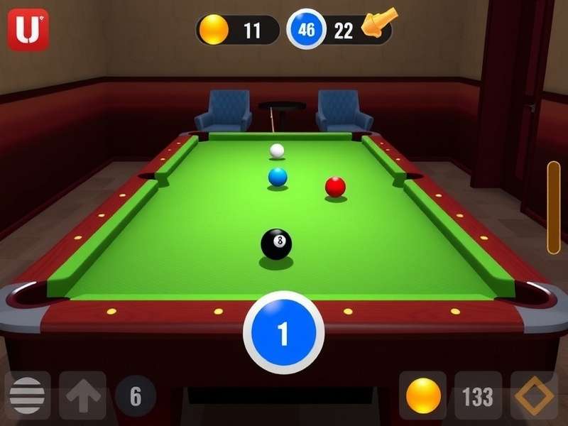 Hindustan 8 Ball Prodigy gameplay screenshot showing realistic pool table