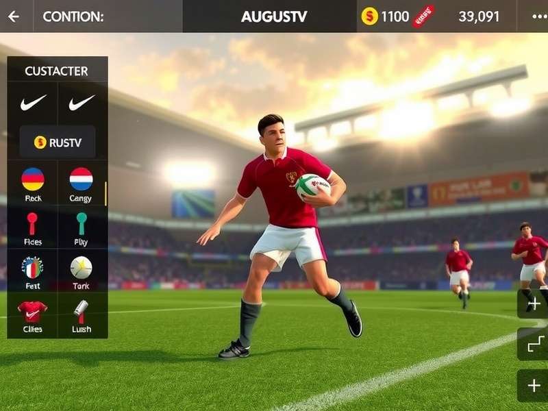 Desi Rugby Achievers gameplay screenshot showing realistic rugby action