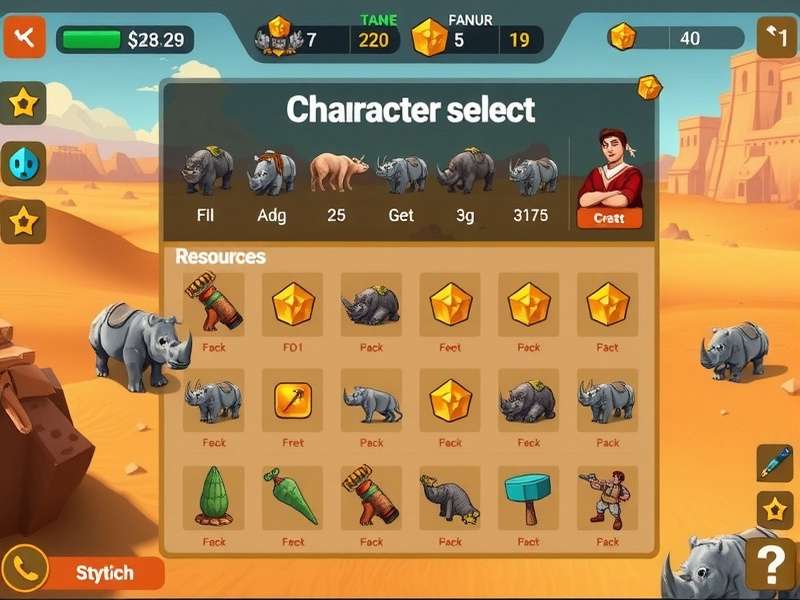 Desert Rhino Champion resource management interface