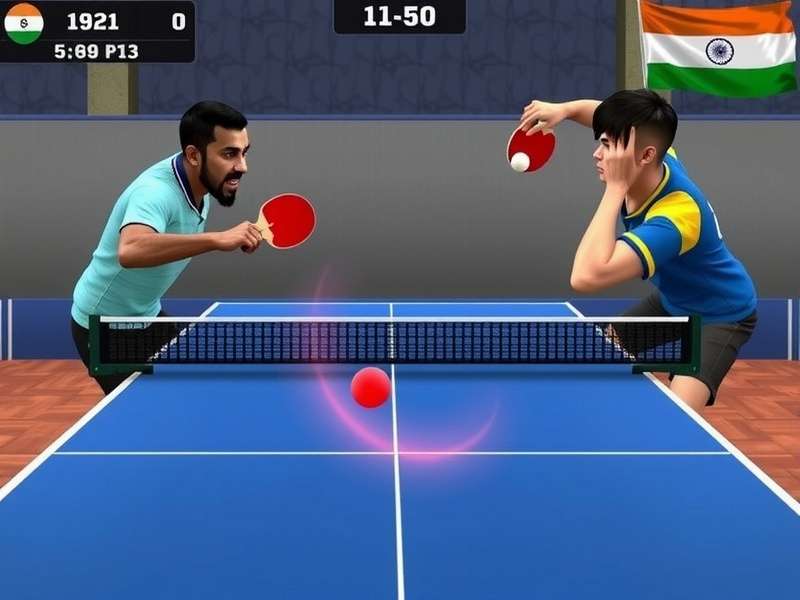 Indian Ping Pong Star gameplay screenshot showing realistic table tennis action
