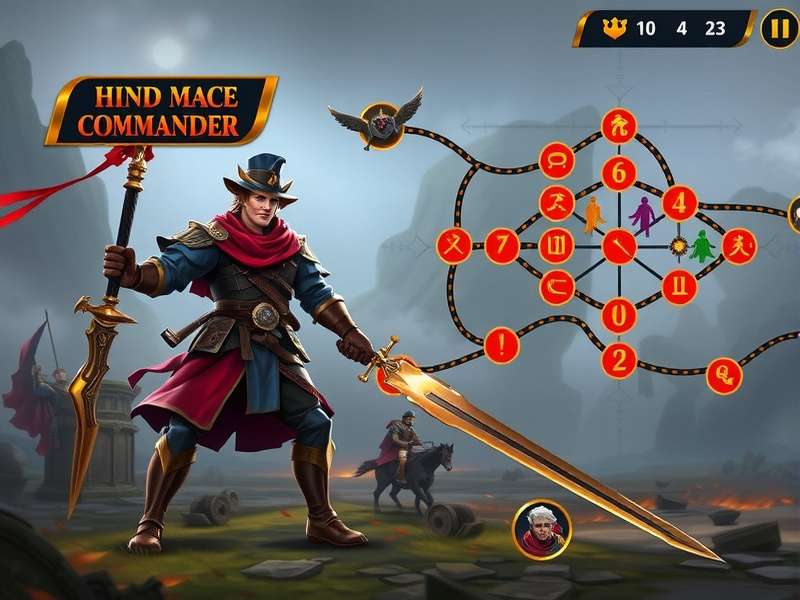 Hind Mace Commander strategy map showing troop formations