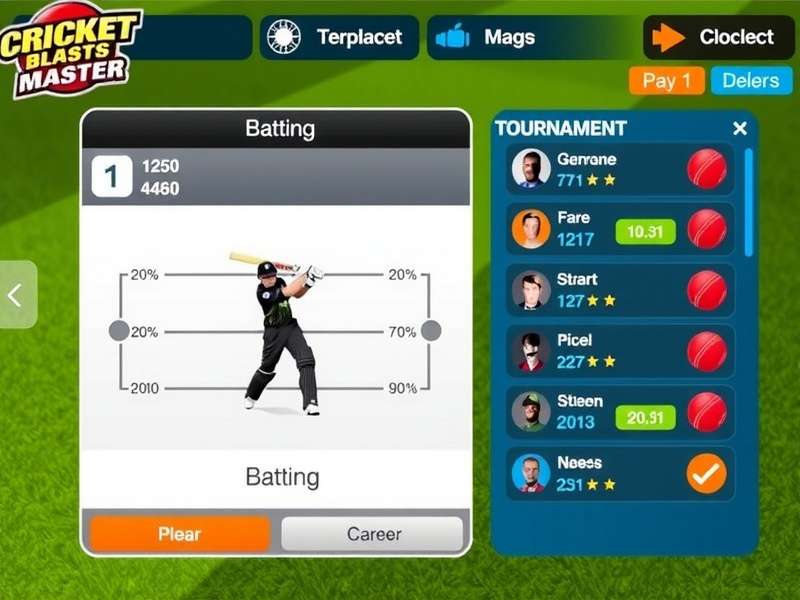 Cricket Blast Master career mode progression screen