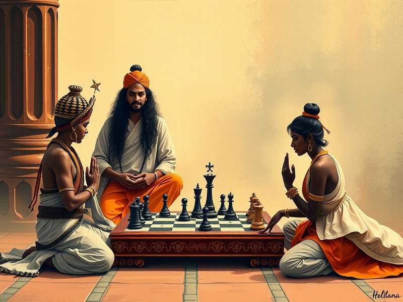 Historical depiction of Gambit Mastermind gameplay in traditional Indian setting