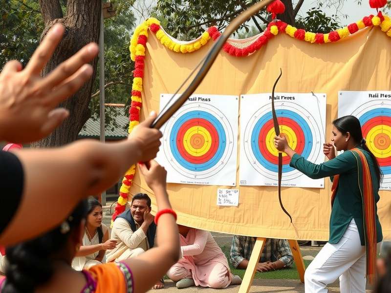 Detailed diagram of Thali Archery Showdown scoring zones and target specifications