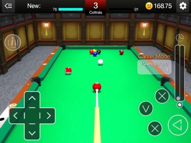 Desi Billiards Prodigy control interface and aiming system