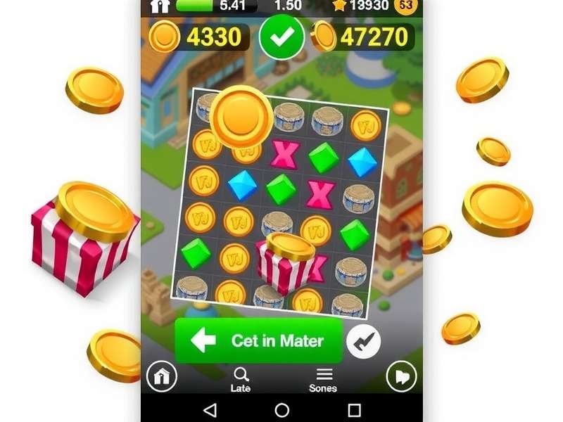 Coin Master Android gameplay showing village building and slot machine