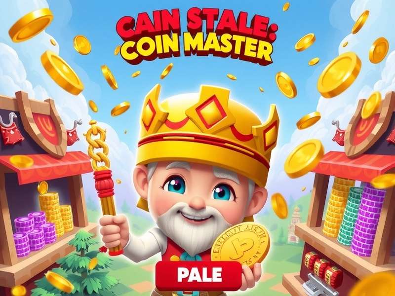 Coin Master gameplay on a mobile phone showing village and slot machine