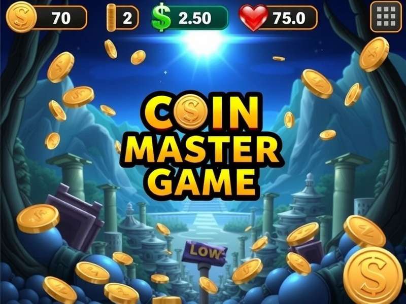 Coin Master gameplay screenshot showing village building and slot machine